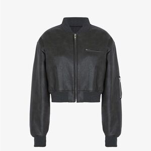 Gae Faux Leather Cropped Bomber